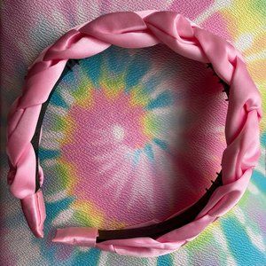Pink Satin Braided Headband
